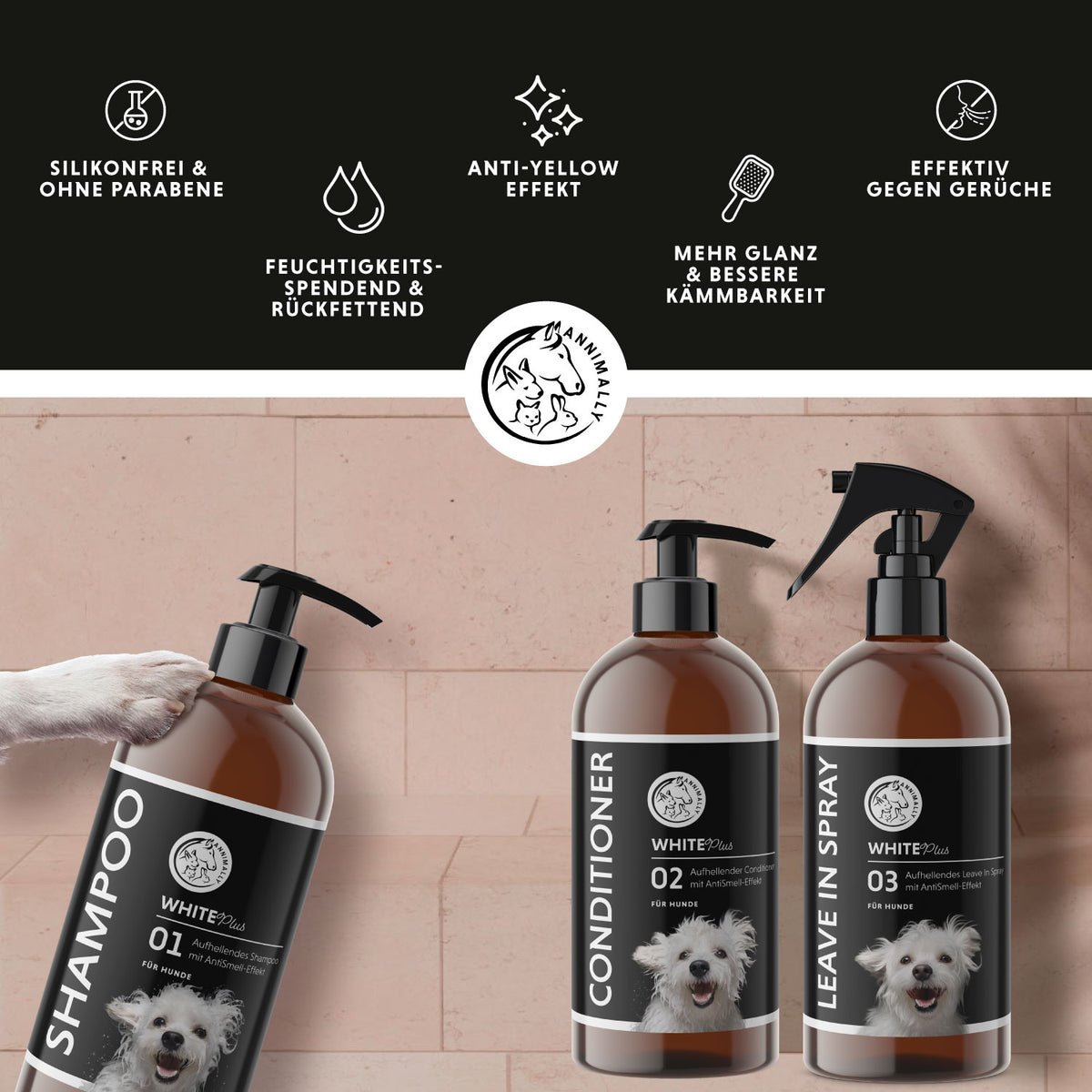 Pflegebox für Hunde: White Plus Pflegeset für weißes & helles Fell