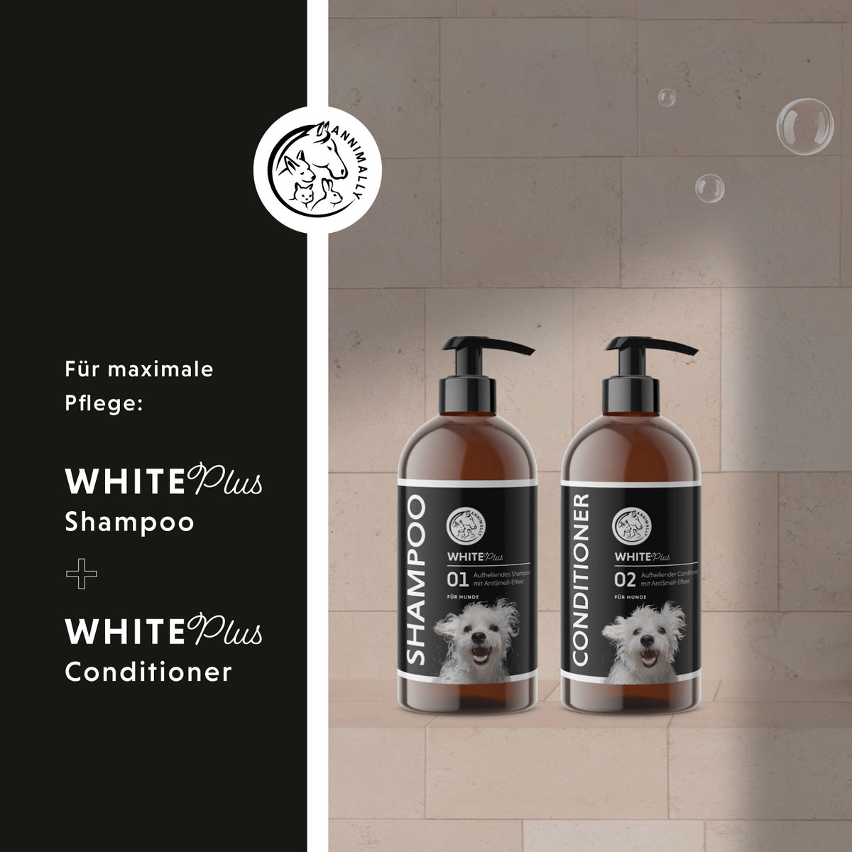 White Plus Leave-In Spray für Hunde – Tierpflege für weißes & helles Fell | Annimally