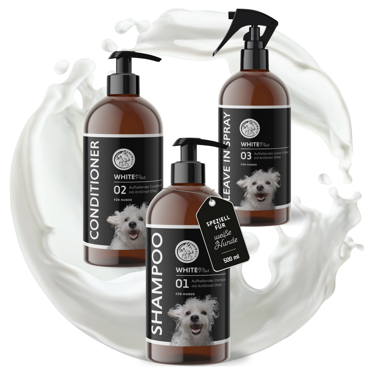 White Plus Pflegeset für Hunde für weißes & helles Fell – Pflegeset von Annimally
