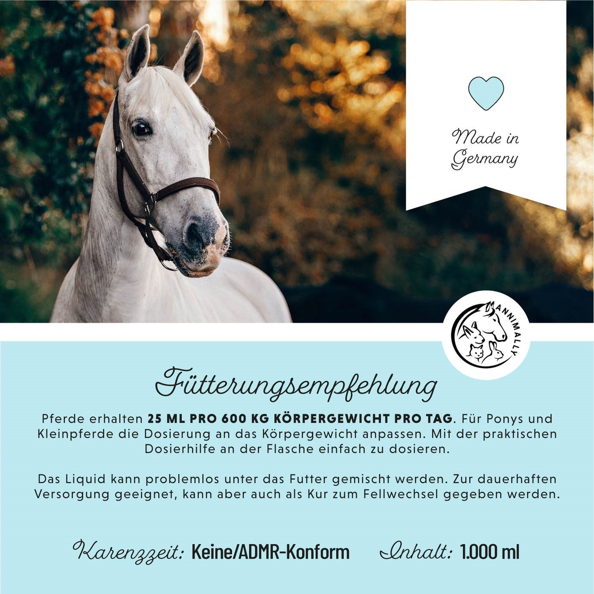 Biotin Liquid für starke Hufe & glänzendes Fell – Futtertopping für Pferde