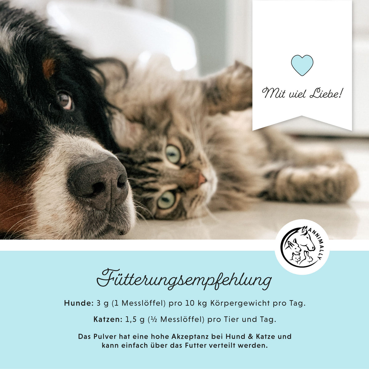 Haut & Fell Pulver – Futtertopping für Hunde & Katzen