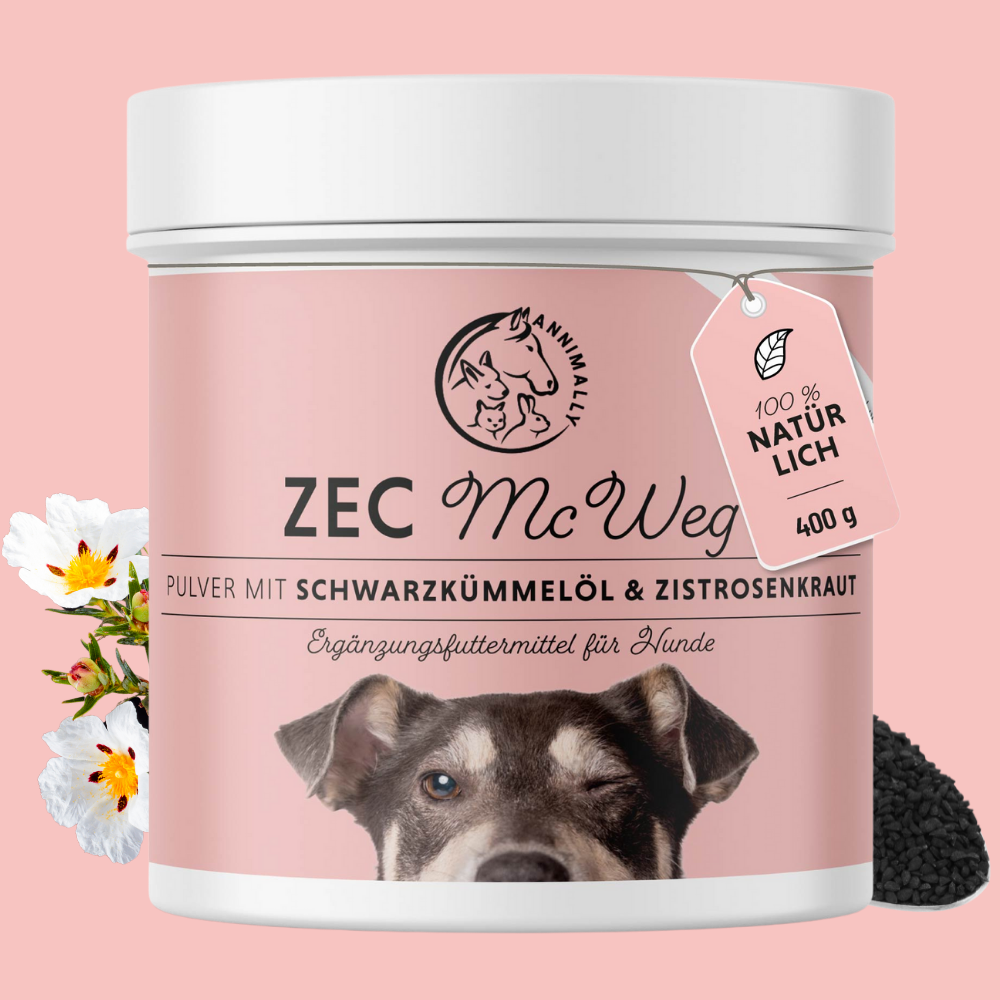 Zec McWeg für Hunde – Nahrungsergänzungsmittel für natürlichen Zeckenschutz von innen | Annimally