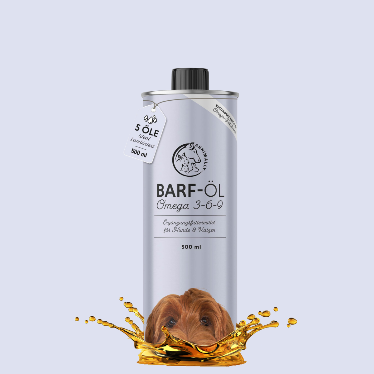 Barf-Öl von Annimally mit Omega-3-Fettsäuren zum Barfen – Nahrungsergänzungsmittel für Hunde & Katzen