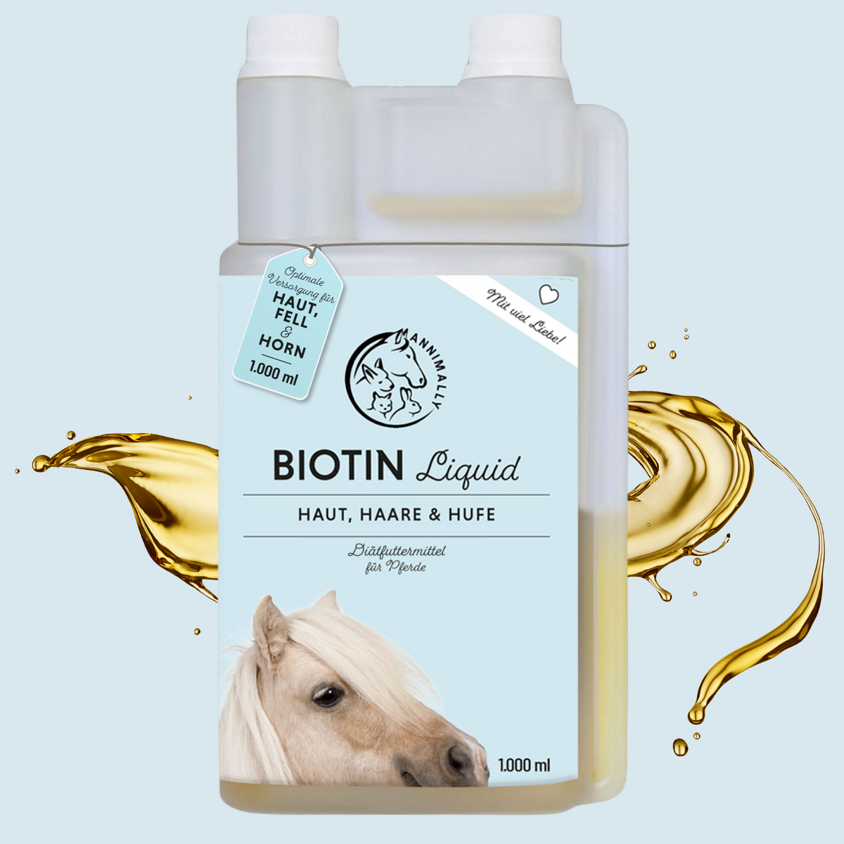 Biotin Liquid für Pferde – Nahrungsergänzungsmittel für starke Hufe & glänzendes Fell | Annimally