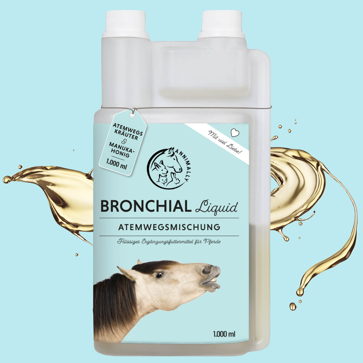 Bronchial Liquid für Pferde – Nahrungsergänzungsmittel für freie Atemwege | Annimally