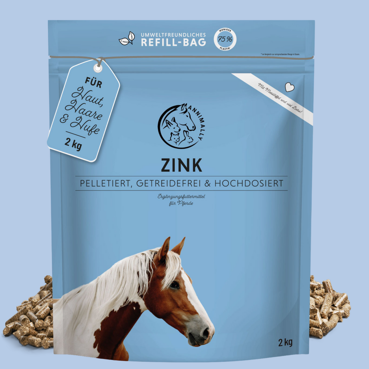 Futtertopping für Pferde: Zink Pellets für Haut, Fell & Hufe