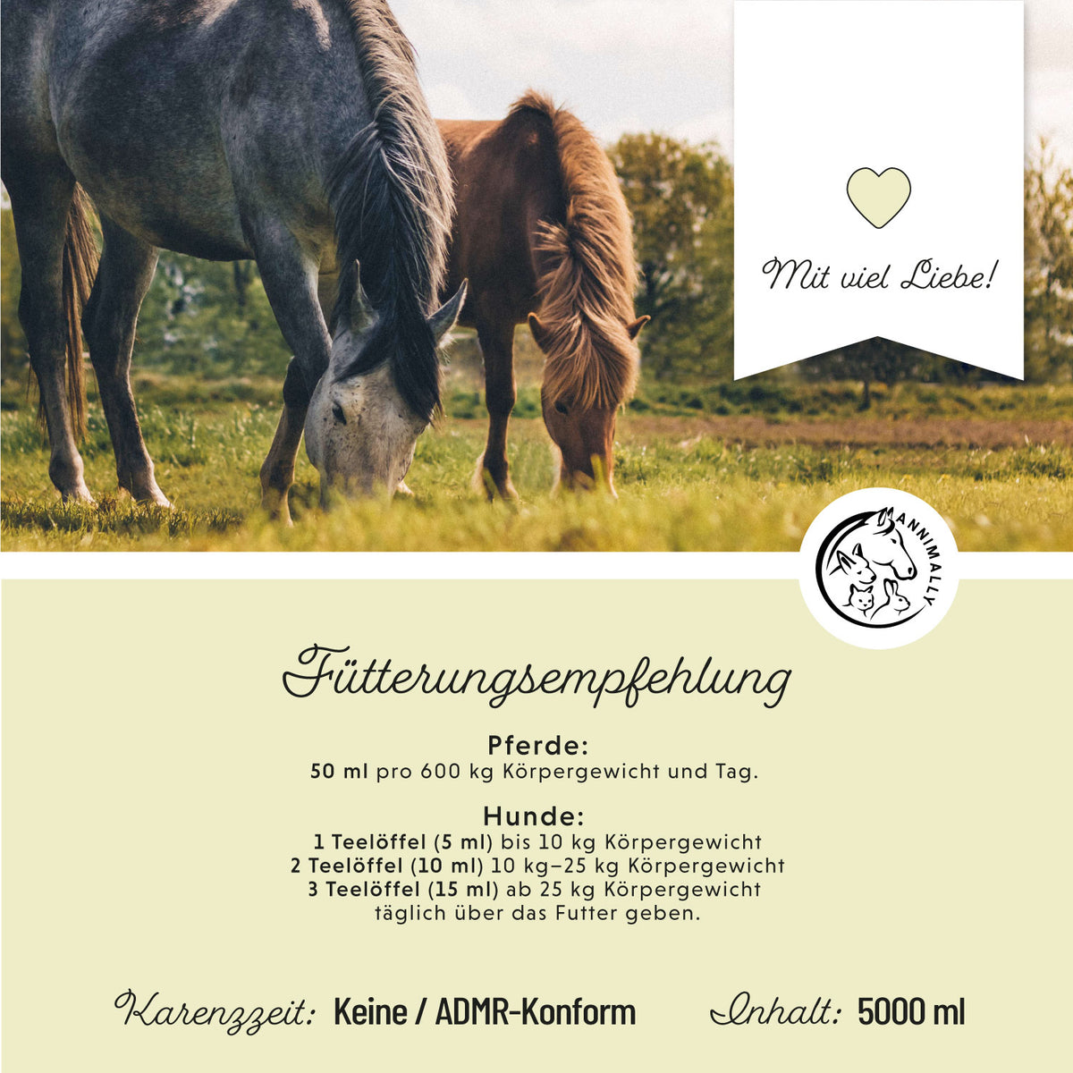 Leinöl 5 L von Annimally kaltgepresst mit Omega-3 – Nahrungsergänzungsmittel für Pferde – Fütterung