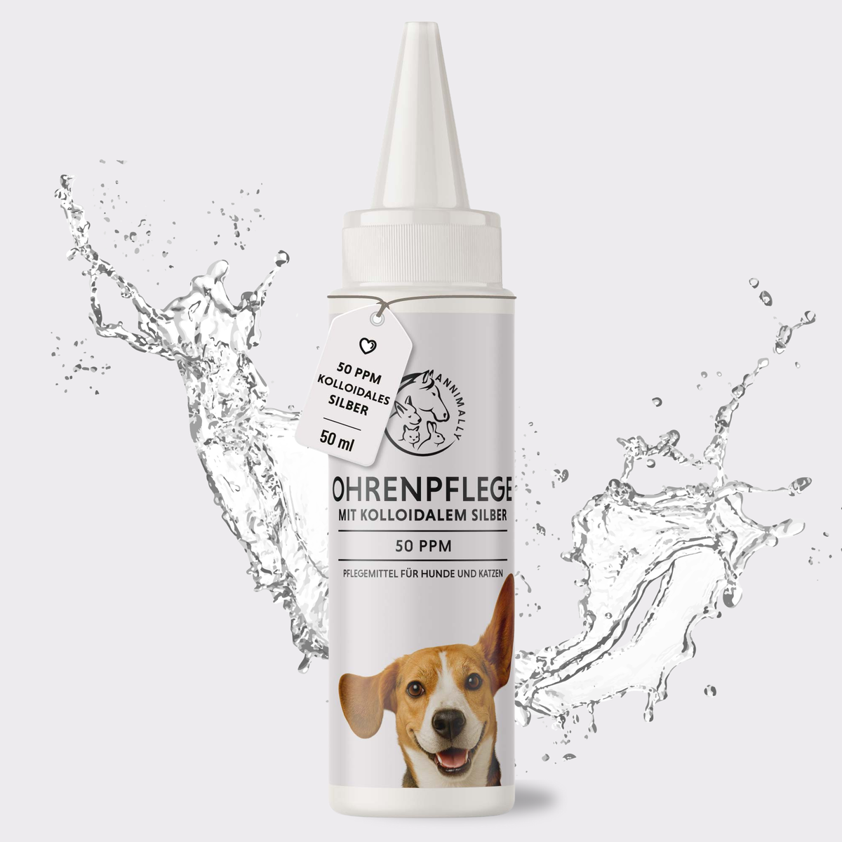 Ohrenpflege mit kolloidalem Silber 50 ppm für Hunde – Pflegeprodukt | Annimally