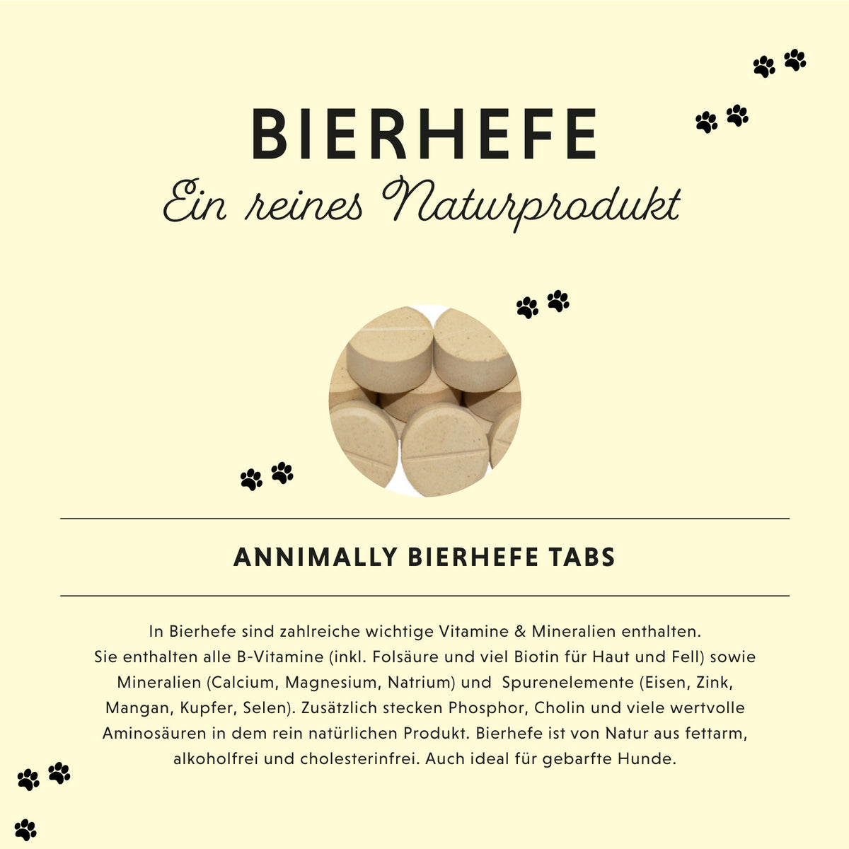 Nahrungsergänzungsmittel für Hunde, Katzen & Kleintiere: Bierhefe Tabletten für gesunde Haut & glänzendes Fell