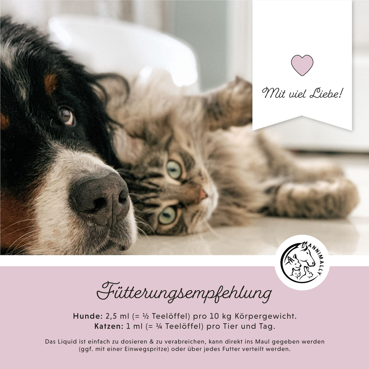 Relax Flüssig zur natürlichen Beruhigung – Futtertopping für Hunde & Katzen – Dosierung