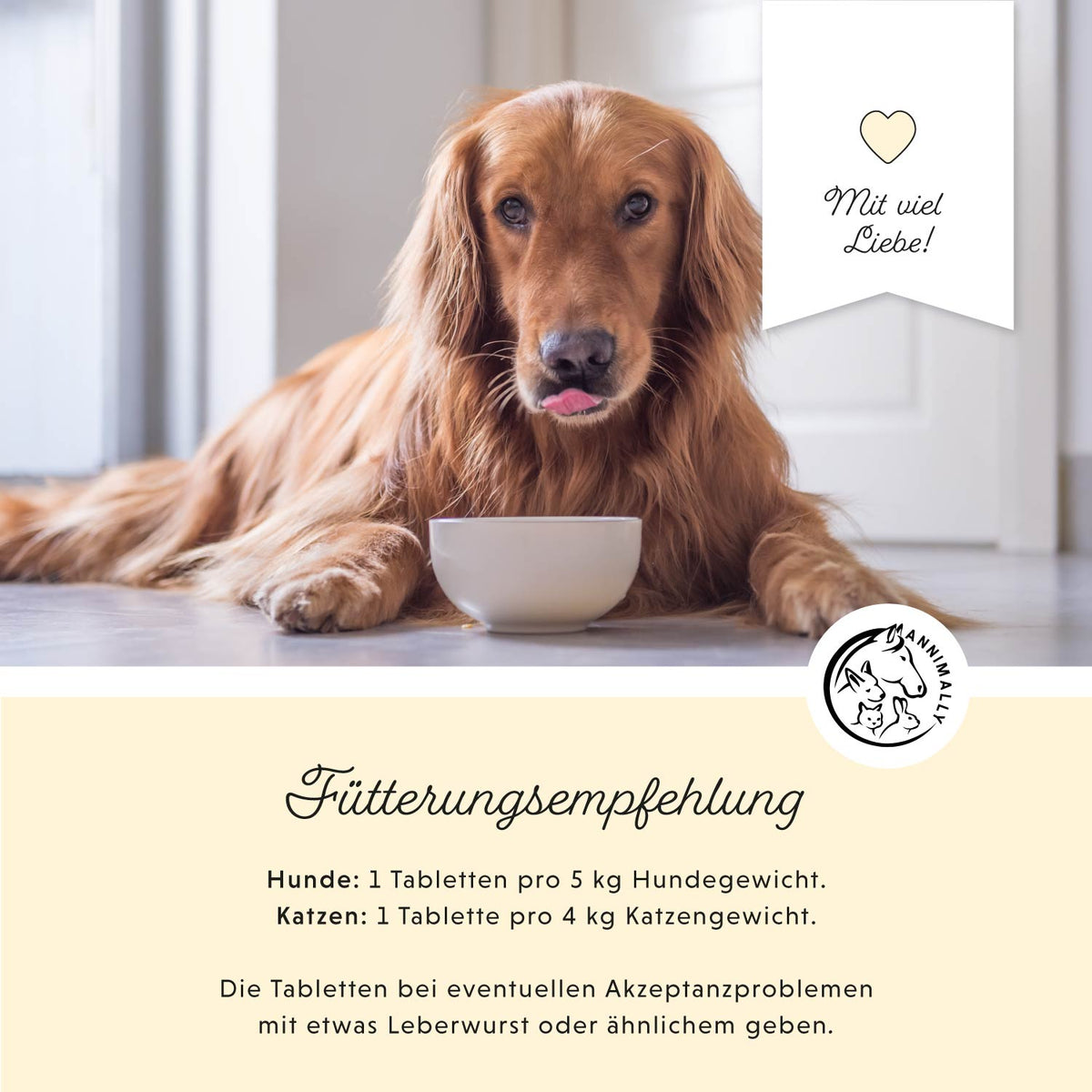 Vitamin B Komplex von Annimally für Stoffwechsel & Nerven – Nahrungsergänzungsmittel für Hunde & Katzen – Dosierung